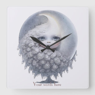 Create Your Own Sweet Moon Tree Square Wall Clock