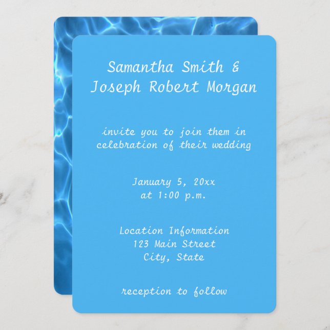 Create Your Own Swimming Pool Photo Wedding Invitation (Front/Back)