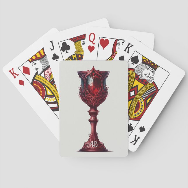 Create Your Own Tall Red Gothic Chalice Playing Cards (Back)