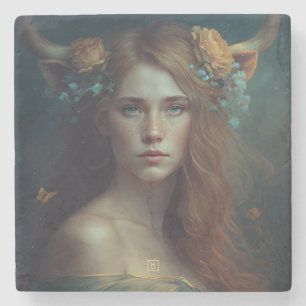 Create Your Own Taurus Sun Sign Zodiac Goddess Stone Coaster