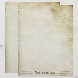 Create Your Own Tea Stained Parchment Style Grunge Custom Letterhead