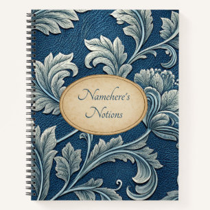 Create Your Own Teal Blue Embossed Vintage Flower Notebook