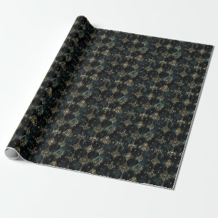 Create Your Own Teal Gold Symbols Black Wrapping Paper