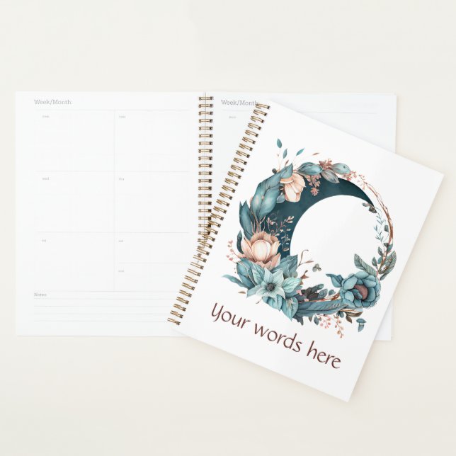 Create Your Own Teal & Peach Floral Moon Planner (Display)