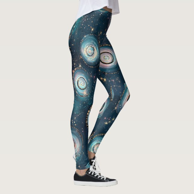 Create Your Own Teal Pink Bubble Galaxy Leggings (Right)