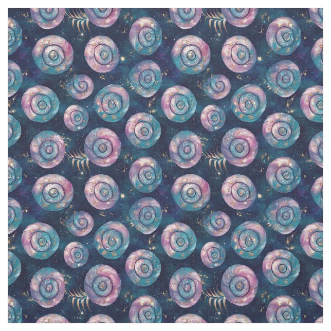 Create Your Own Teal Pink Gold Large Leafy Dots Fabric (Swatch)