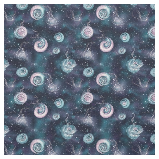 Create Your Own Teal Purple Pink Fractal Spirals Fabric (Swatch)