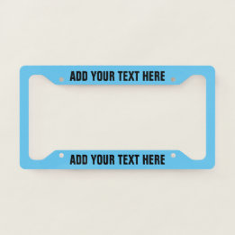 Create Your Own Text Black Blue Licence Plate Frame
