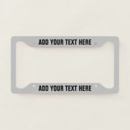 Create Your Own Text Black Silver Licence Plate Frame