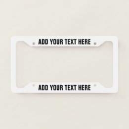 Create Your Own Text Black White Licence Plate Frame