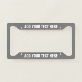 Create Your Own Text Grey White Licence Plate Frame