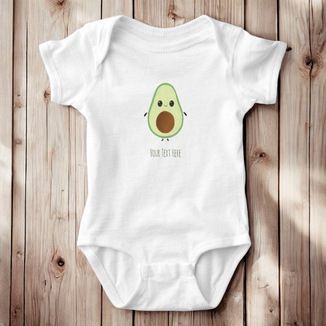 Create Your Own Text - Whimsical Kawaii Avocado Baby Bodysuit (Creator Uploaded)
