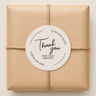 Create Your Own Thank You Beige Business  Classic Round Sticker