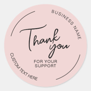 Create Your Own Thank You Pink Business  Classic Round Sticker