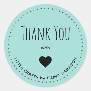 Create Your Own Thank You with Heart Name Classic Round Sticker