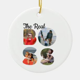 Create your own the boss photo matching couple ceramic ornament