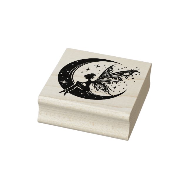 Create Your Own Thoughtful Crescent Moon Fairy Rubber Stamp (Stamp)