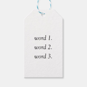 Create your own thoughtful text in three words gift tags