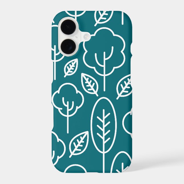 Create your own Tree pattern Navy blue White Cute (Back)