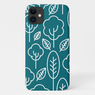 Create your own Tree pattern Navy blue White Cute iPhone 11 Case