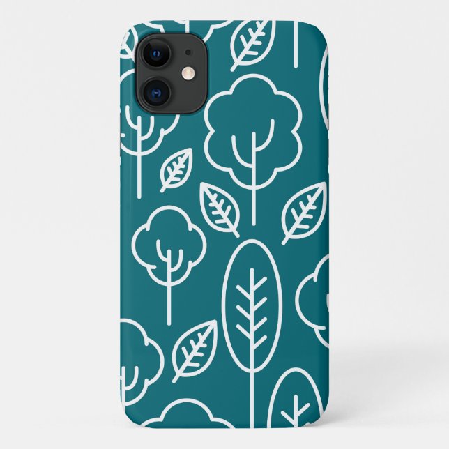 Create your own Tree pattern Navy blue White Cute Case-Mate iPhone Case (Back)