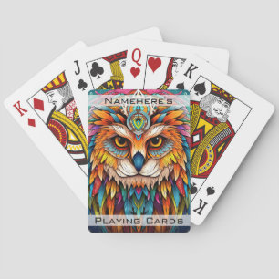Create Your Own Tribal Golden Owl Totem Animal Playing Cards