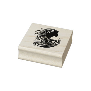 Create Your Own Tribal Undersea Mermaid Bust Rubber Stamp