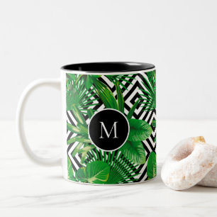 Create Your Own Tropical Pattern Monogram Two-Tone Coffee Mug
