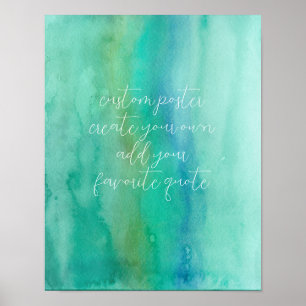 create your own turquoise and blue watercolor art  poster