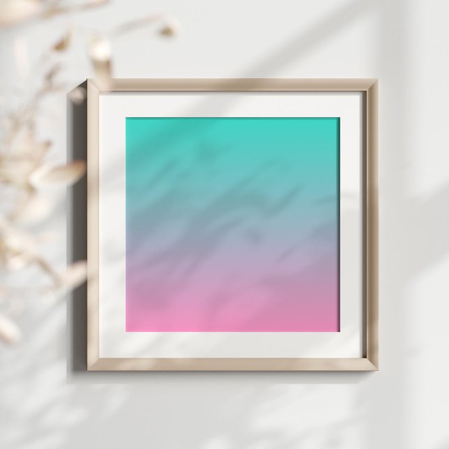 Create Your Own Turquoise to Pink Ombre Poster (Turquoise teal to pink gradient.)