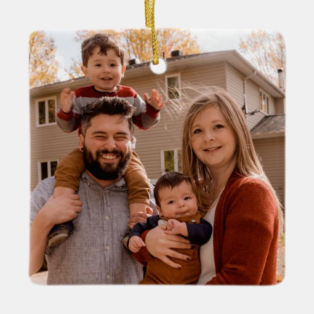 Create Your Own Two-sided Family Photo Ceramic Ornament (Front)