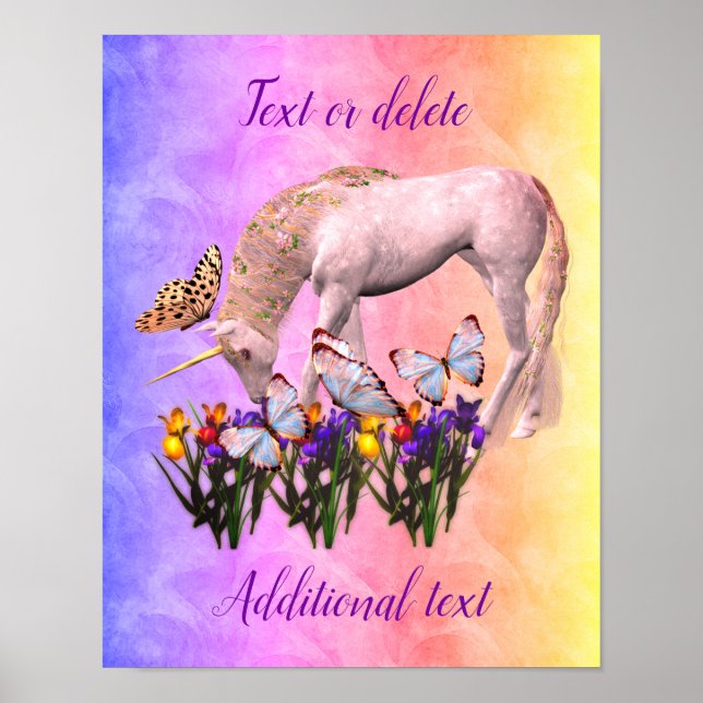 Create Your Own Unicorn And Butterflies Fantasy  Poster (Front)