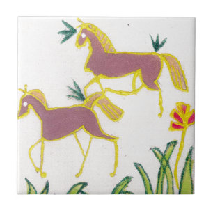 Create Your Own Unicorn Flora Power Cute Aesthetic Ceramic Tile