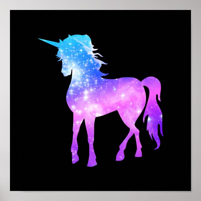 Create Your Own Unicorn Photo Silhouette Black Poster (Front)