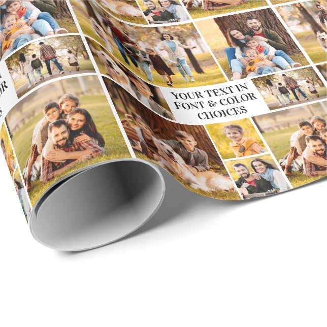 Create Your Own Unique 8 Photo Collage & Text Wrapping Paper (Roll Corner)