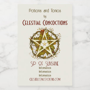 Create Your Own Victorian Autumn Leaves Pentacle Wine Label
