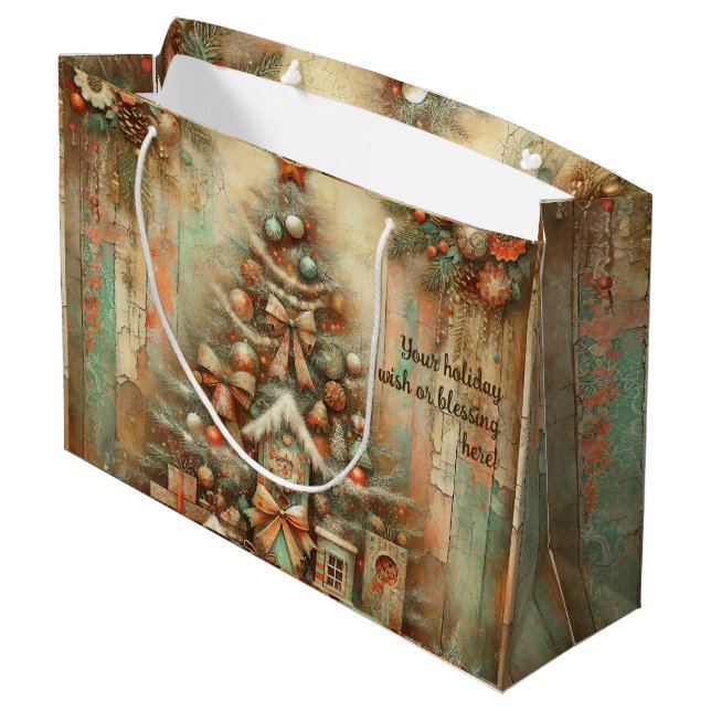 Create Your Own Victorian Christmas Tree House Large Gift Bag (Back Angled)