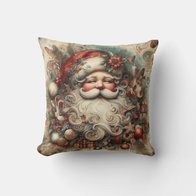 Create Your Own Victorian Jolly Santa Christmas Cushion (Front)