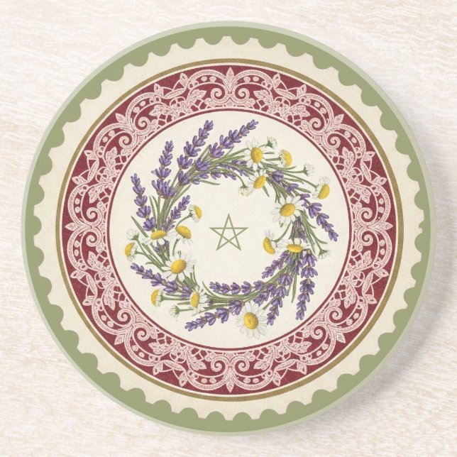 Create Your Own Victorian Lavender Daisies Stamp Coaster (Front)