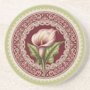 Create Your Own Victorian Pink Calla Lily Stamp Coaster