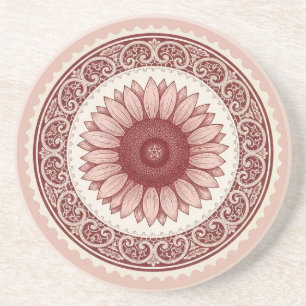 Create Your Own Victorian Pink Sunflower Stamp Coaster
