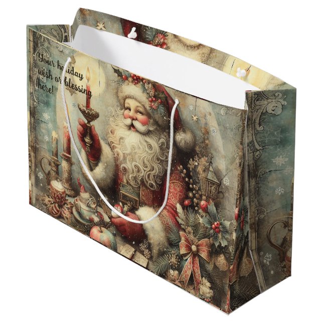 Create Your Own Victorian Santa Claus Large Gift Bag (Back Angled)