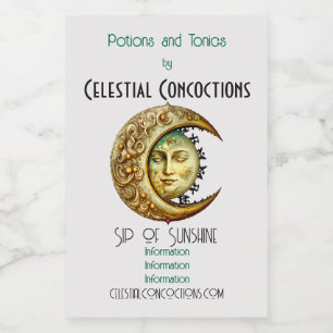 Create Your Own Victorian Steampunk Crescent Moon Wine Label