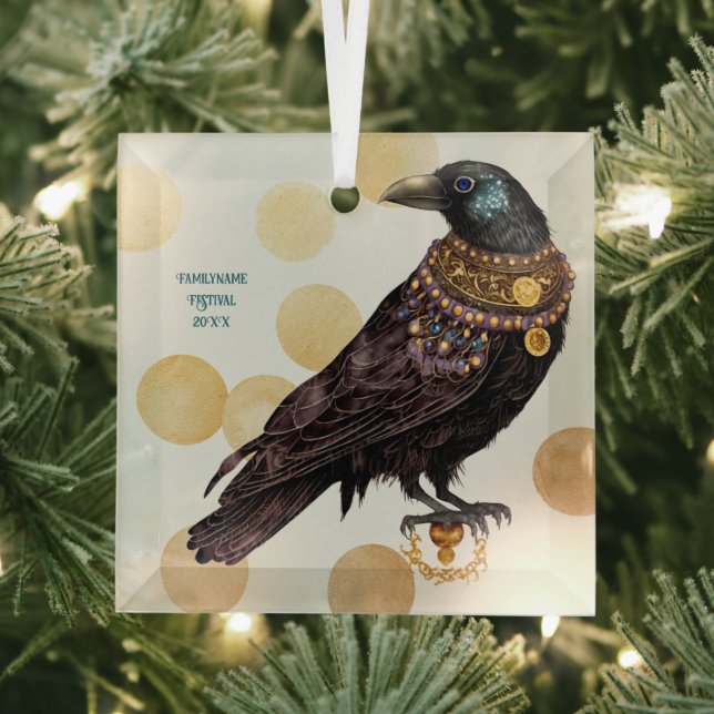 Create Your Own Victorian Steampunk Raven Glass Tree Decoration (Insitu)