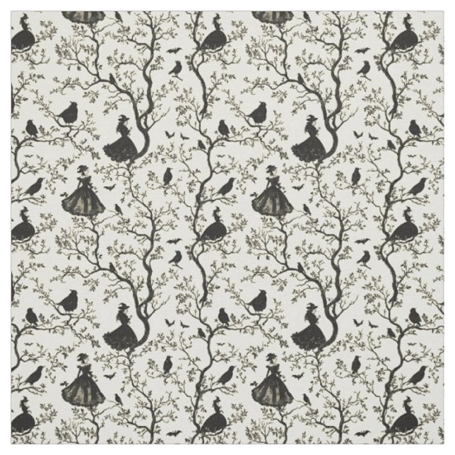 Create Your Own Victorian Witches Ivory Toile Fabric (Swatch)