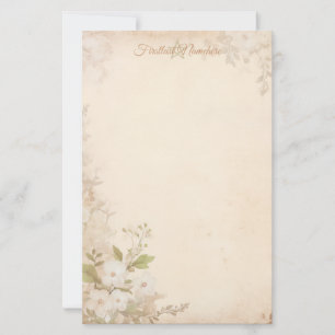 Create Your Own Vintage Beige White Flowers Stationery