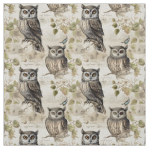 Create Your Own Vintage Brown Owls Fabric
