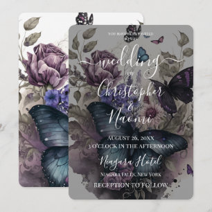 Create Your Own Vintage Butterfly Flowers Bouquet Invitation