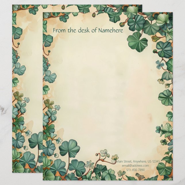Create Your Own Vintage Clover Field  Custom Letterhead (Front/Back)