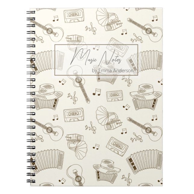 create your own Vintage Country Music Instruments  Notebook (Front)